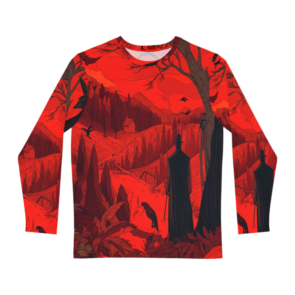 Maison Verne Halloween Ltd. Edition Plus Size Männer Long Sleeve Shirt "Crimson Harvest" - 🎃👻 Wicked Elegance No. 15 👻🎃