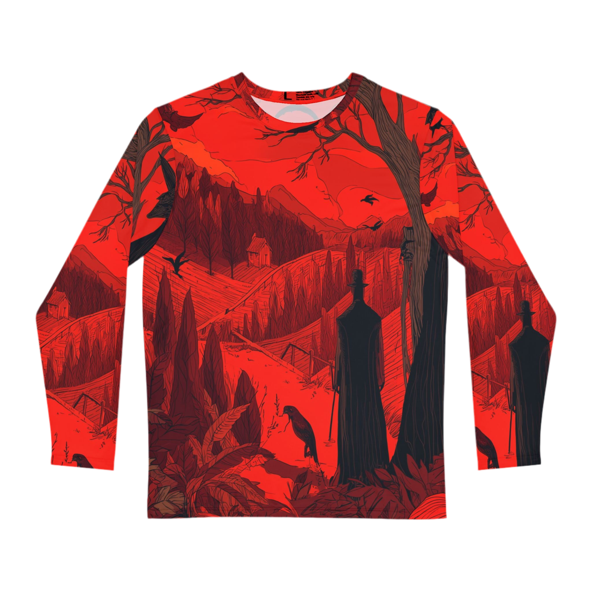 Maison Verne Halloween Ltd. Edition Plus Size Männer Long Sleeve Shirt "Crimson Harvest" - 🎃👻 Wicked Elegance No. 15 👻🎃