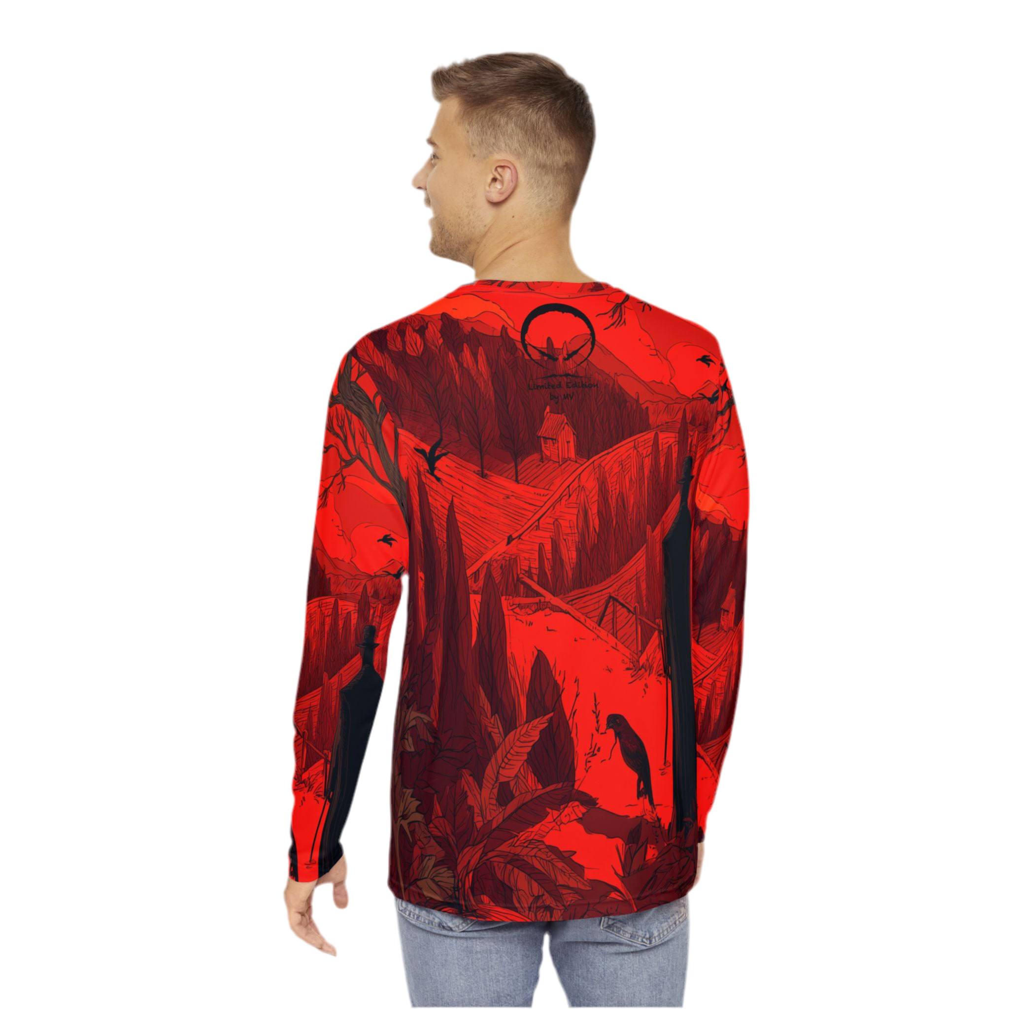 Maison Verne Halloween Ltd. Edition Männer Long Sleeve Shirt "Crimson Harvest" - 🎃👻 Wicked Elegance No. 15 👻🎃