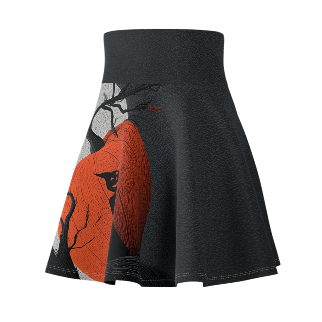HALLOWEEN LIMITED EDITION Women's Skater Skirt "Pumpkin Shadow" - 🎃👻 Wicked Elegance No. 02 👻🎃