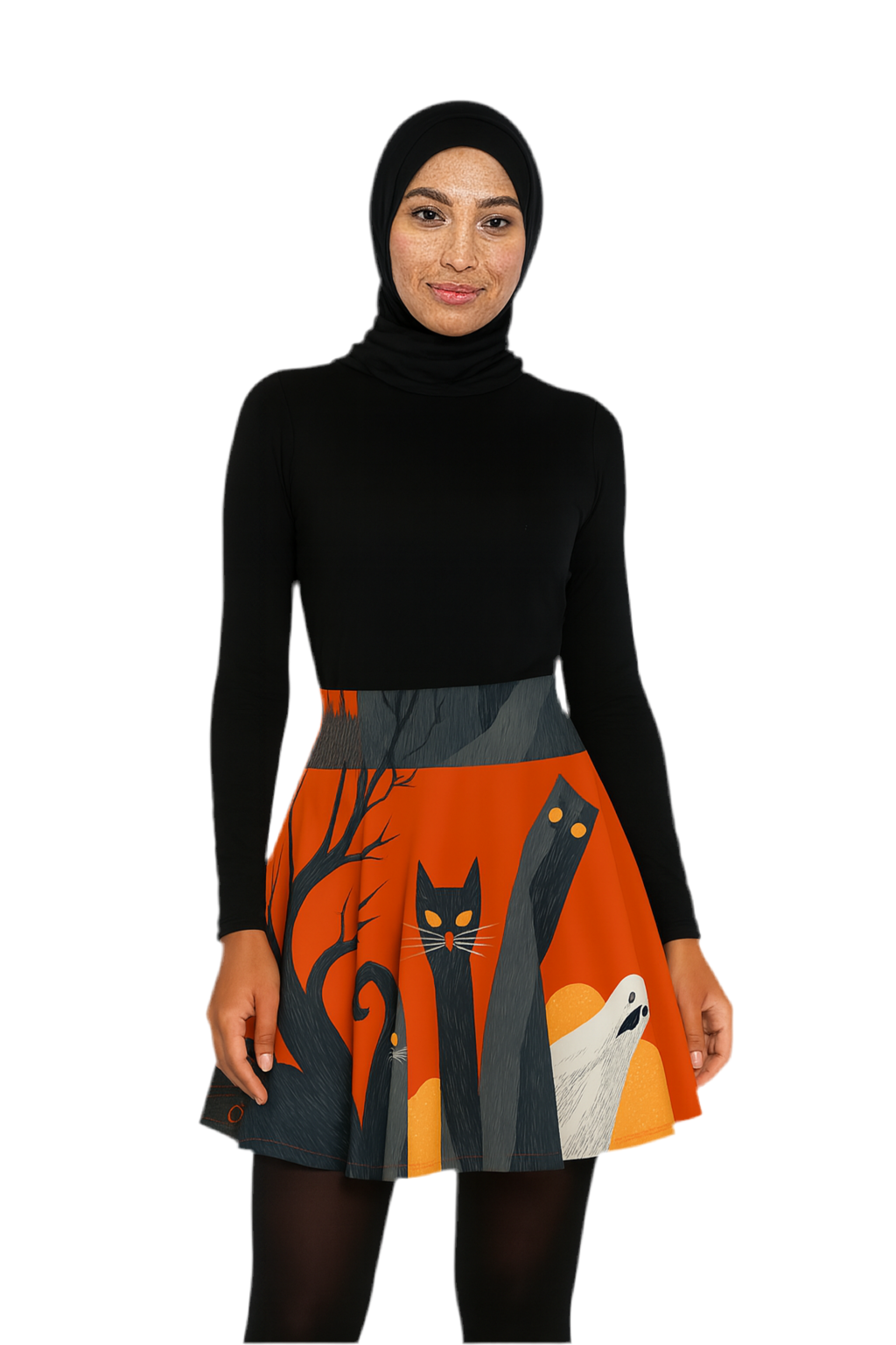 Maison Verne Halloween Ltd. Edition Women's Skater Skirt "Midnight Watchers" - 🎃👻 Wicked Elegance No. 48 👻🎃