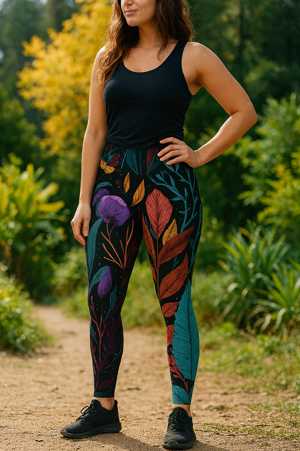 Plus Size Leggings "Nocturnal Bloom" - Cosmic Botanicals No. 63