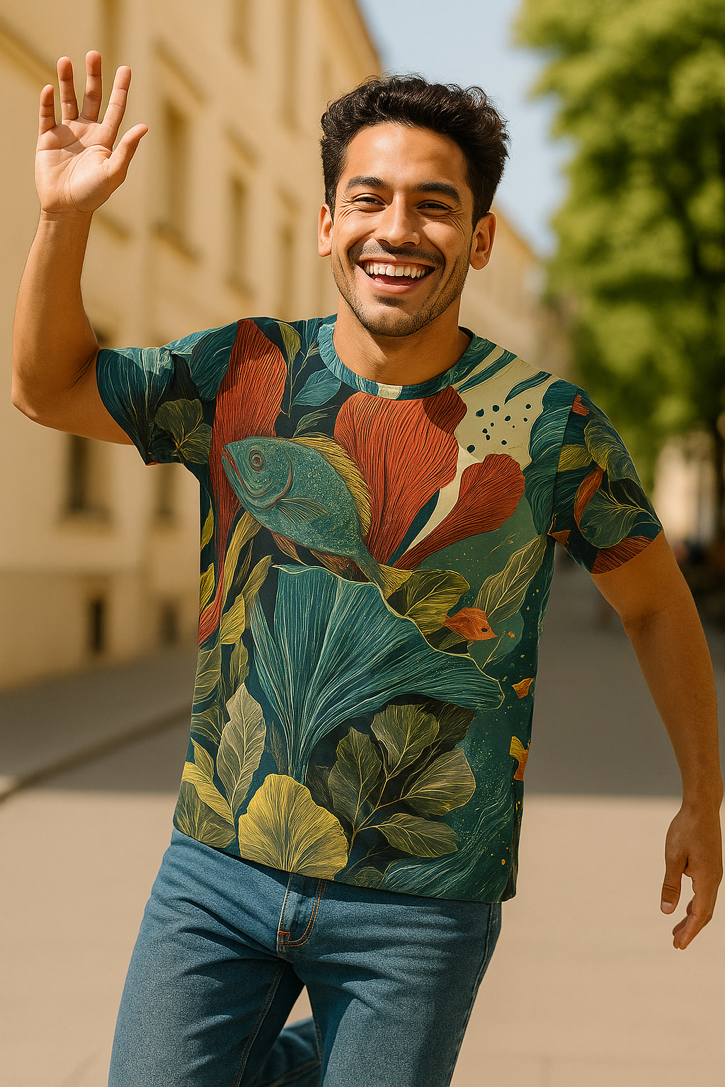 Männer Shirt "Verdant Currents", Cosmic Botanicals No. 65