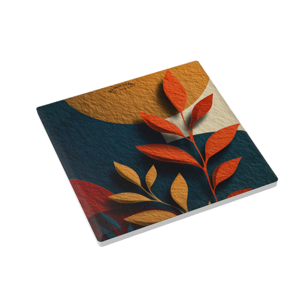 Ceramic coaster "Sunlit Leaves" - Golden Autumn No. 48