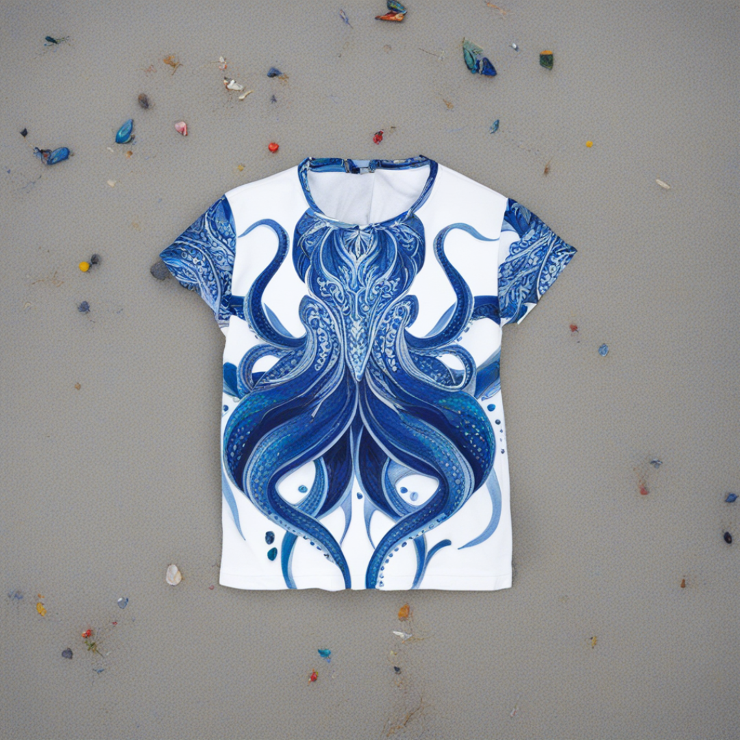Women's T-shirt "Deep Blue Bloom" - Opal Depth No. 32 PLUS SIZE 