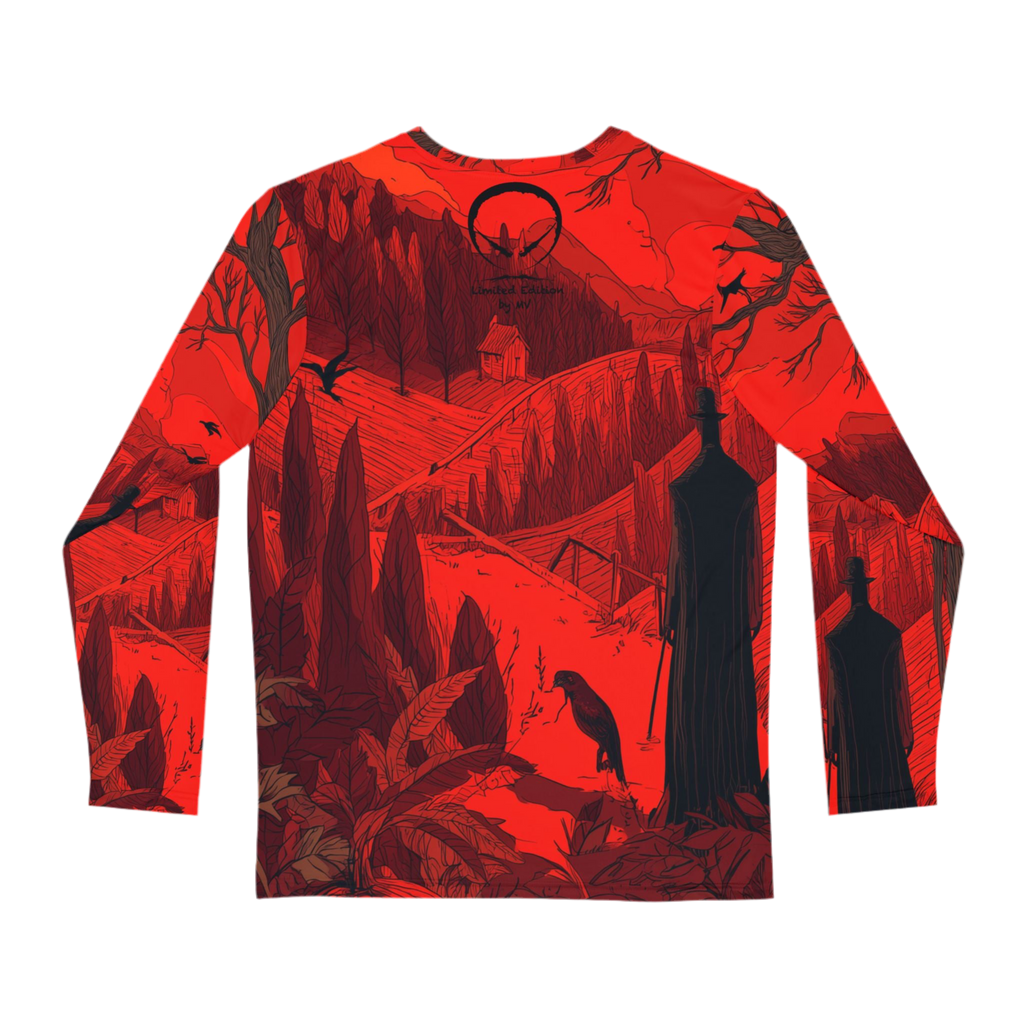 Maison Verne Halloween Ltd. Edition Plus Size Männer Long Sleeve Shirt "Crimson Harvest" - 🎃👻 Wicked Elegance No. 15 👻🎃