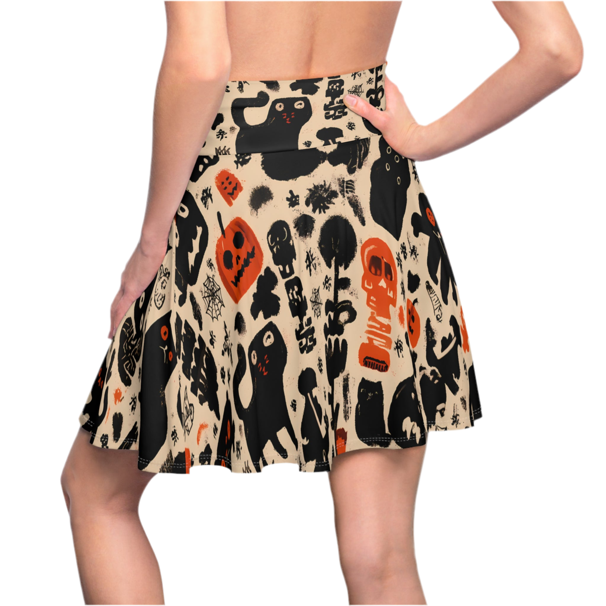 Maison Verne Halloween Ltd. Edition Women's Skater Skirt "Pumpkin Parade" - 🎃👻 Wicked Elegance No. 77 👻🎃