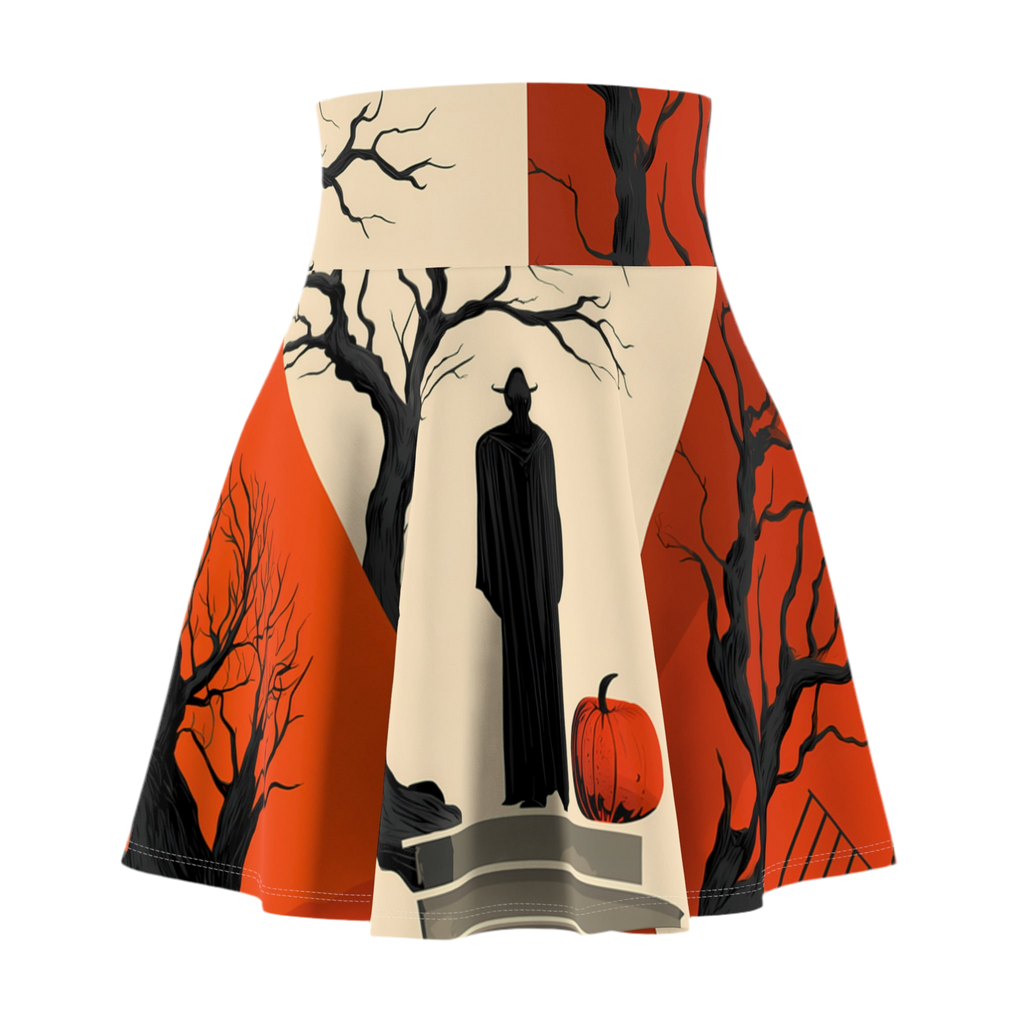 Maison Verne Halloween Ltd. Edition Women's Skater Skirt "Hall of Shadows" - 🎃👻 Wicked Elegance No. 23 👻🎃