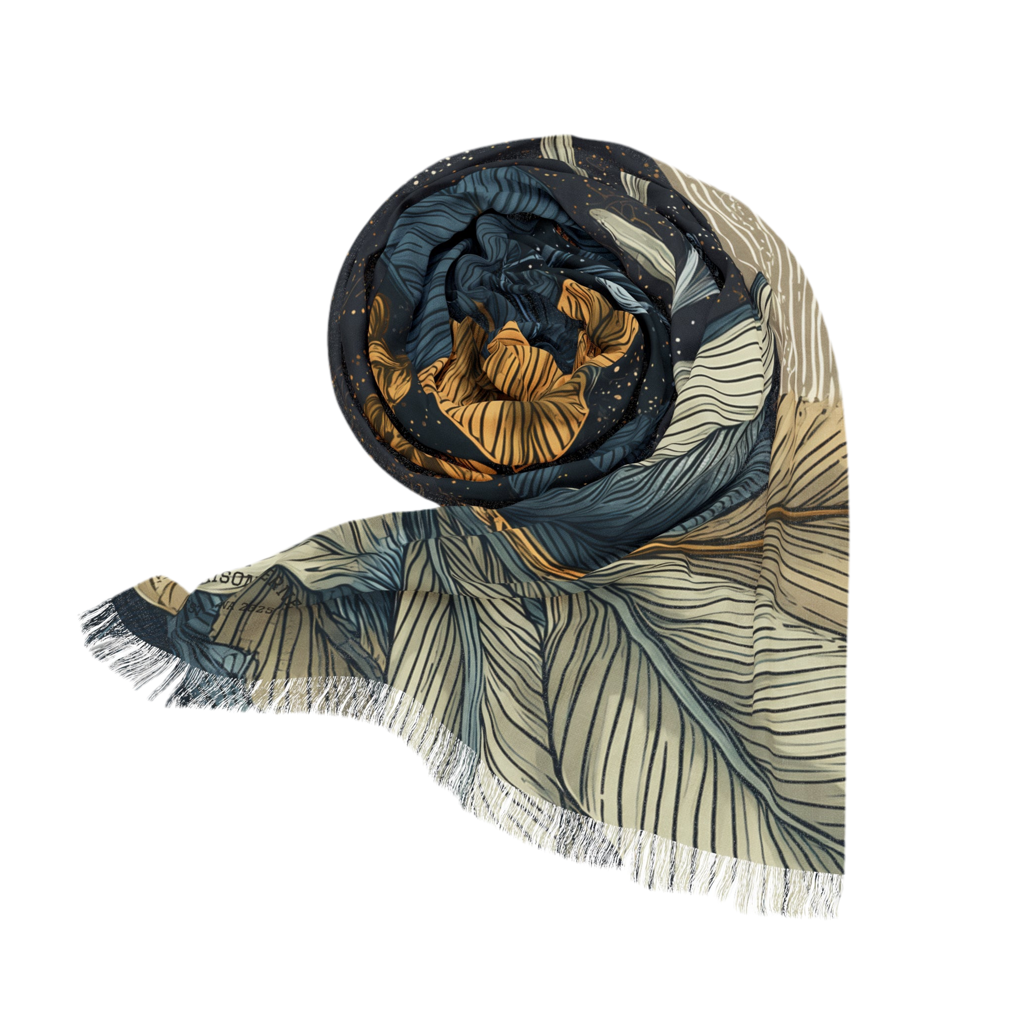 Light scarf "Golden Orbit" - Cosmic Botanicals No. 93