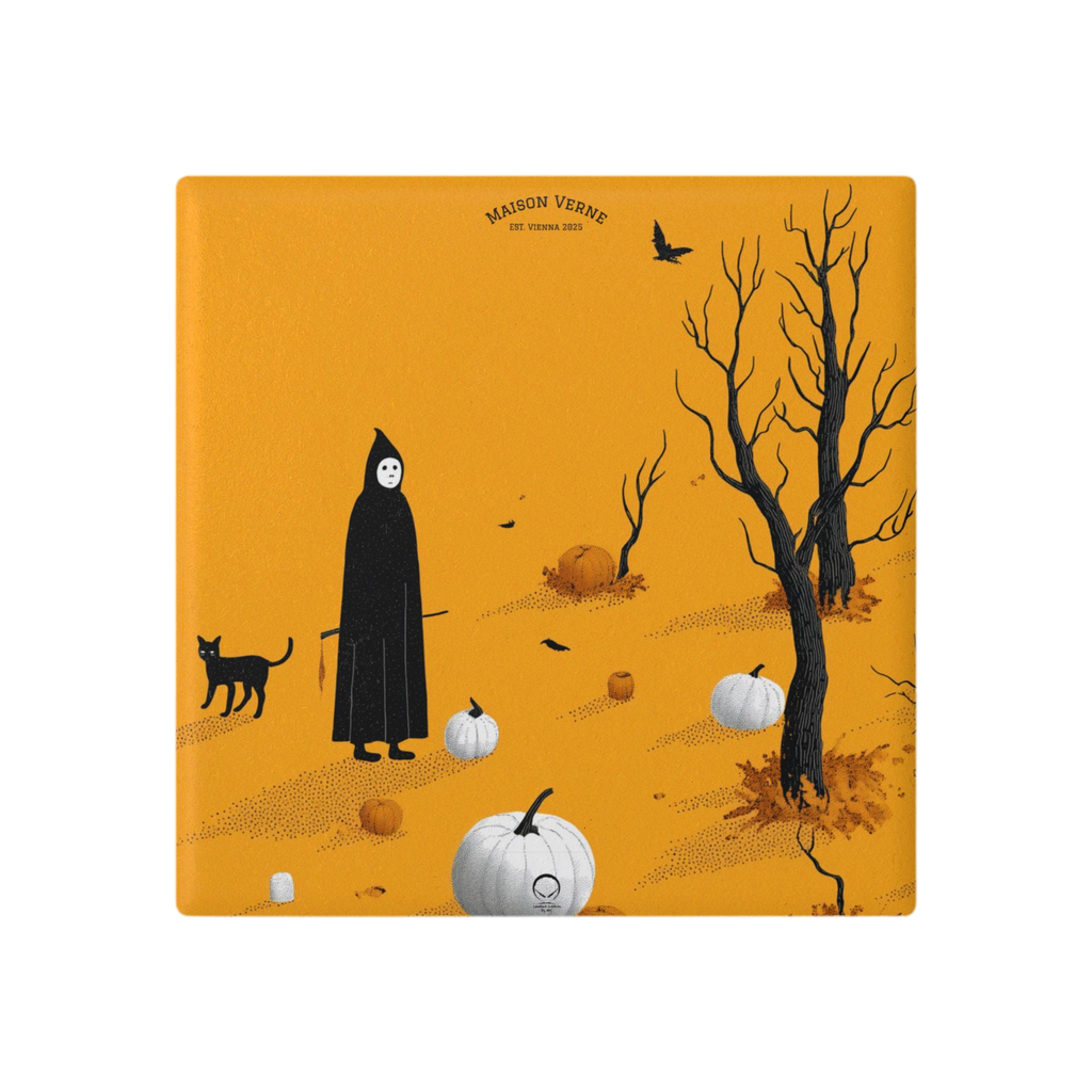 HALLOWEEN LIMITED EDITION Ceramic Coaster "Silent Harvest" - 🎃👻 Wicked Elegance No. 11 👻🎃