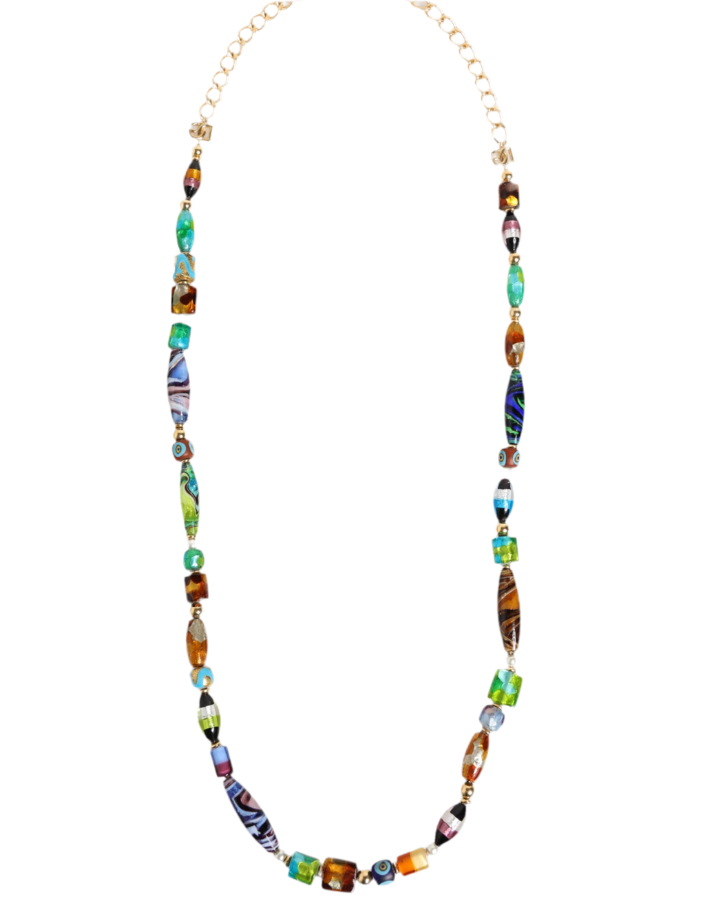 Dolce & Gabbana Multicolor Murano Glass Beads Brass Women Jewelry Necklace