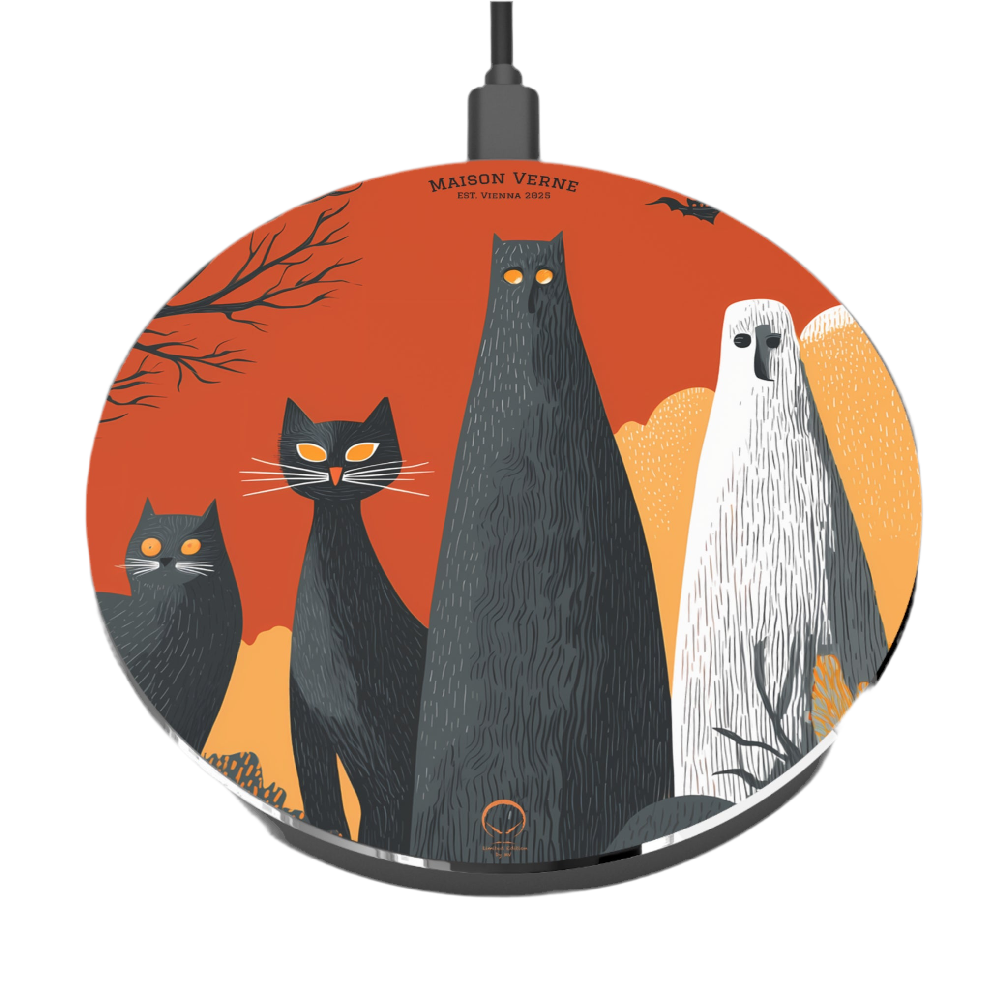 Maison Verne Halloween Ltd. Edition Wireless Charger "Midnight Watchers" - 🎃👻 Wicked Elegance No. 48 👻🎃