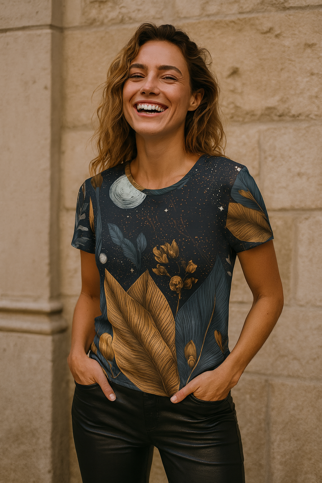 Maison Verne Damen Shirt "Golden Orbit" - Cosmic Botanicals No. 93
