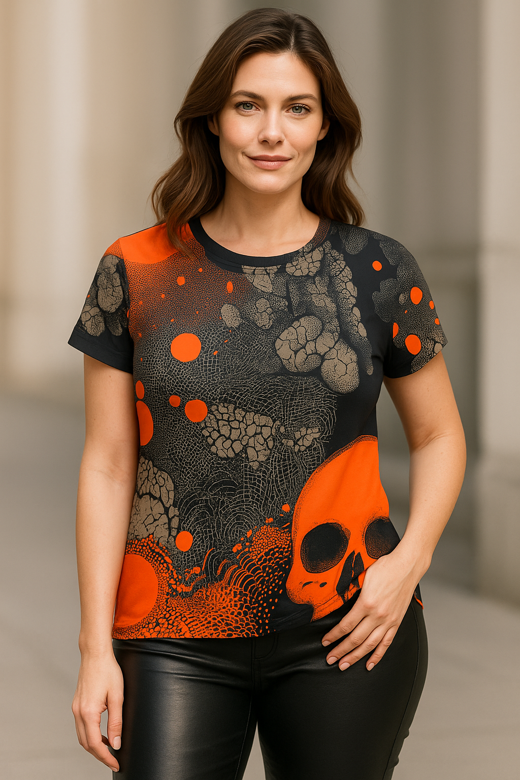 Maison Verne Halloween Ltd. Edition Damen Shirt "Crimson Eclipse" - 🎃👻 Wicked Elegance No. 54 👻🎃