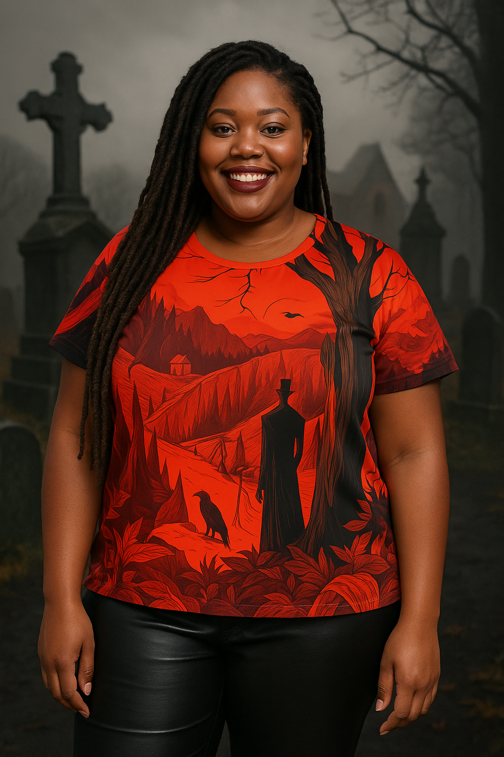 Maison Verne Halloween Ltd. Edition Plus Size Damen Shirt "Crimson Harvest" - 🎃👻 Wicked Elegance No. 15 👻🎃