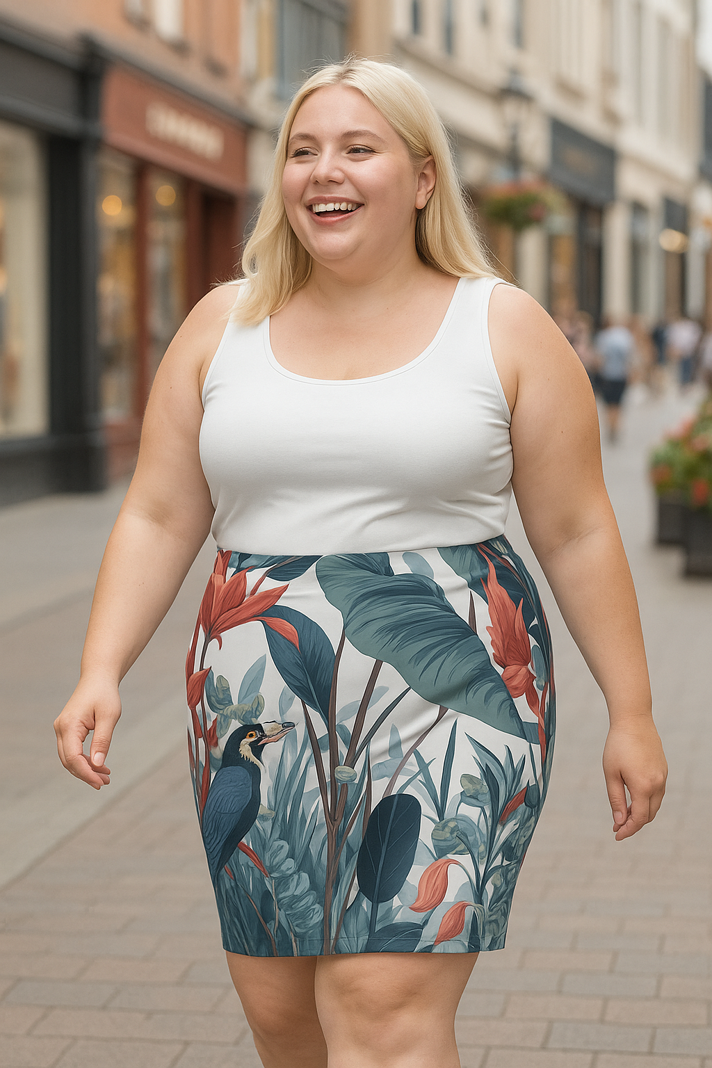 Plus Size Bleistiftrock "Tropical Reverie" - Wilderness Whisper No. 41