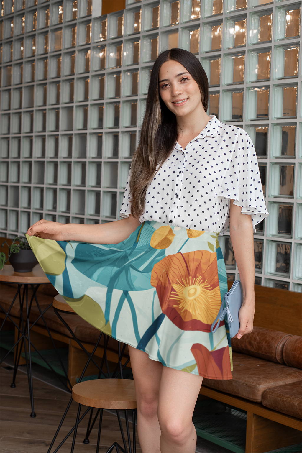 Skater skirt "Whispers of Bloom" - Cosmic Botanicals No. 68