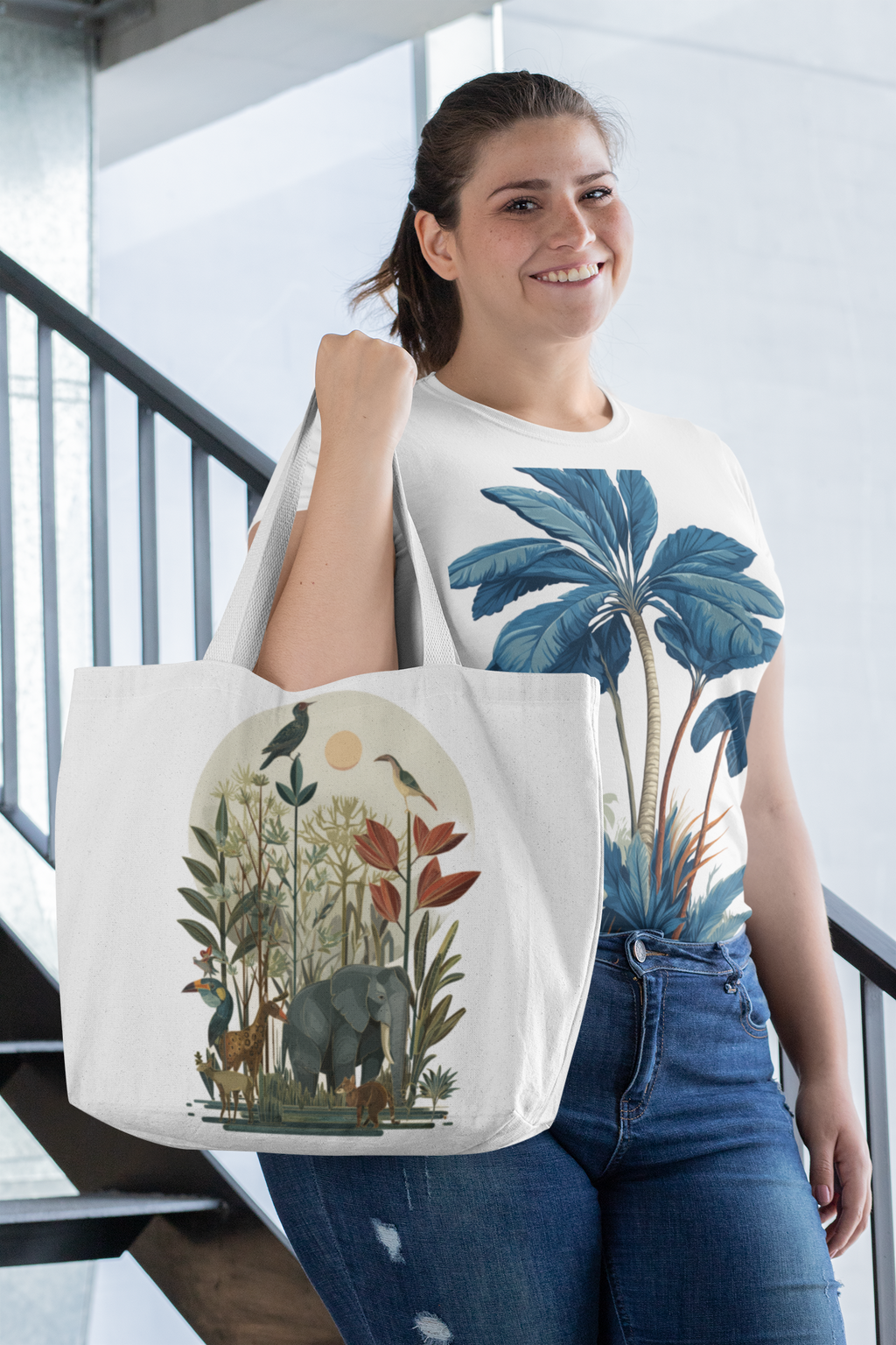 Women's T-shirt "Blue Tropic" - Wilderness Whisper No. 02 (white) PLUS SIZE