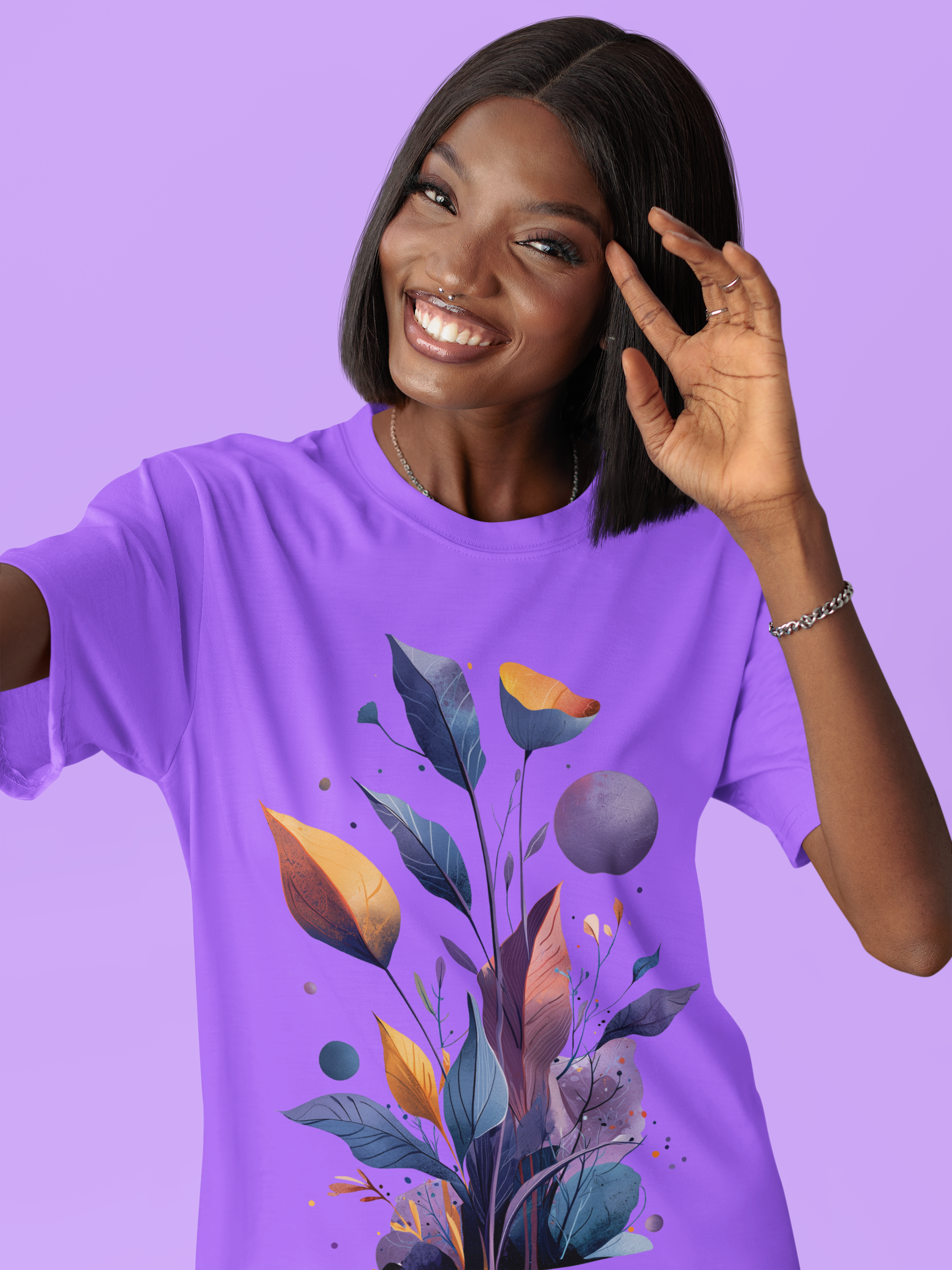 Damen T-shirt "Celestial Bloom" - Cosmic Botanicals No. 30 (lila)