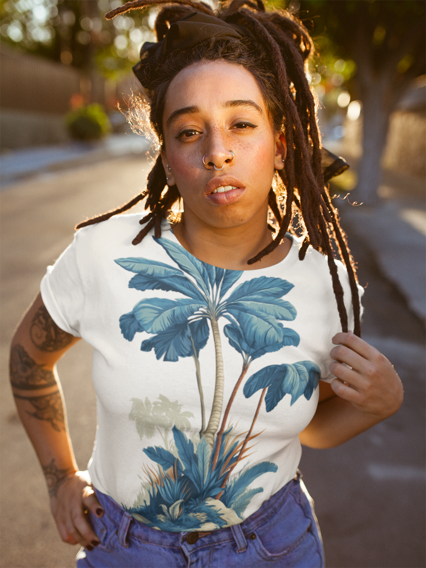 Women's T-shirt "Blue Tropic" - Wilderness Whisper No. 02 (white)