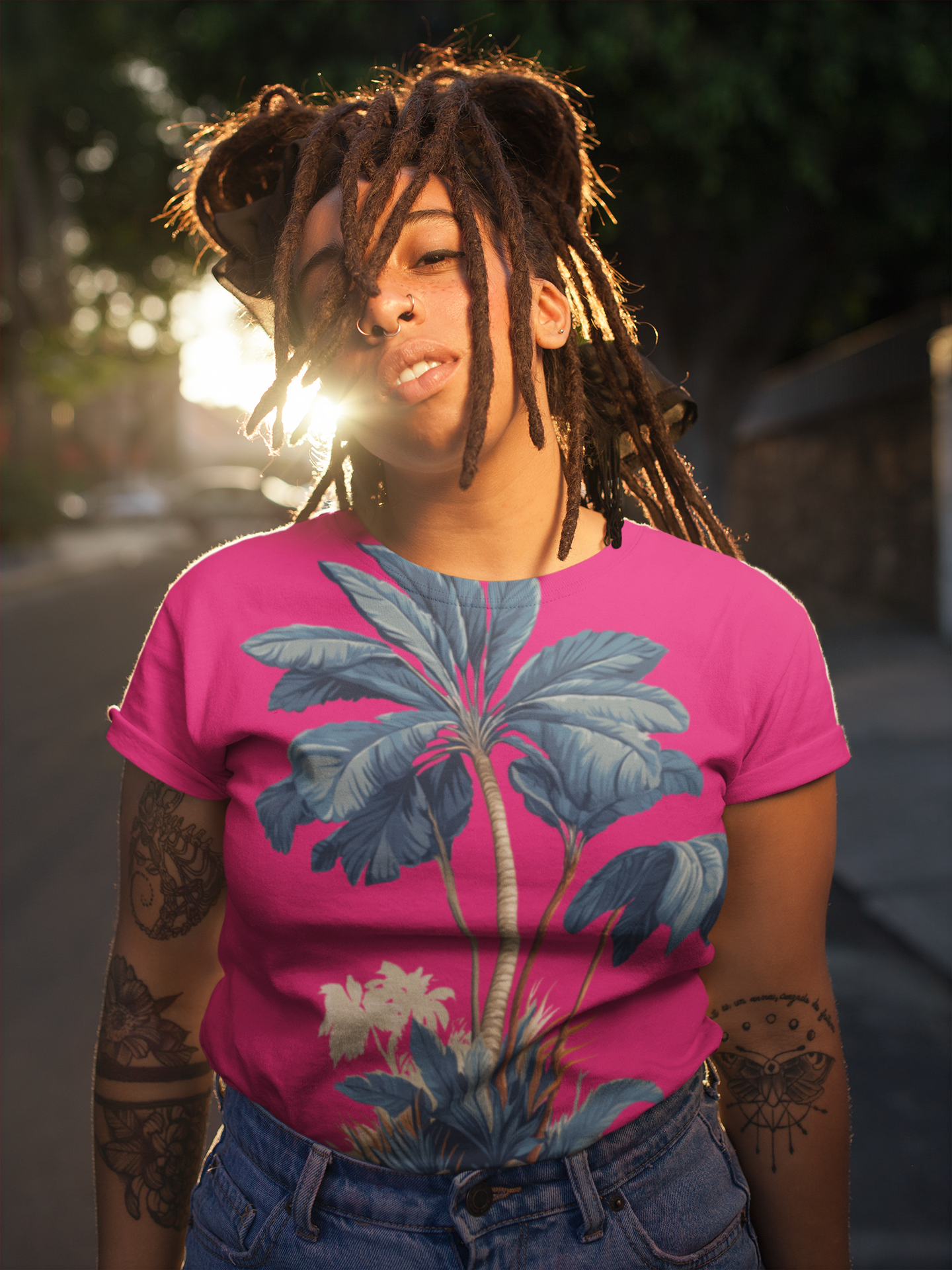 Women's T-shirt "Blue Tropic" - Wilderness Whisper No. 02 (pink)