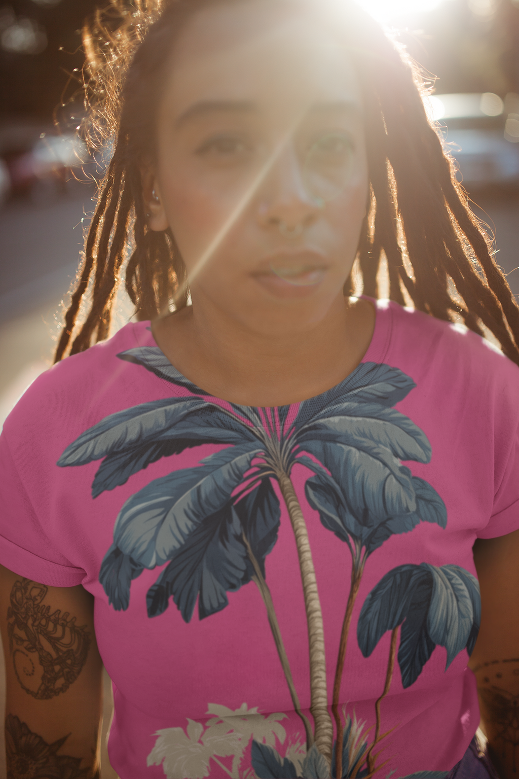 Women's T-shirt "Blue Tropic" - Wilderness Whisper No. 02 (pink)