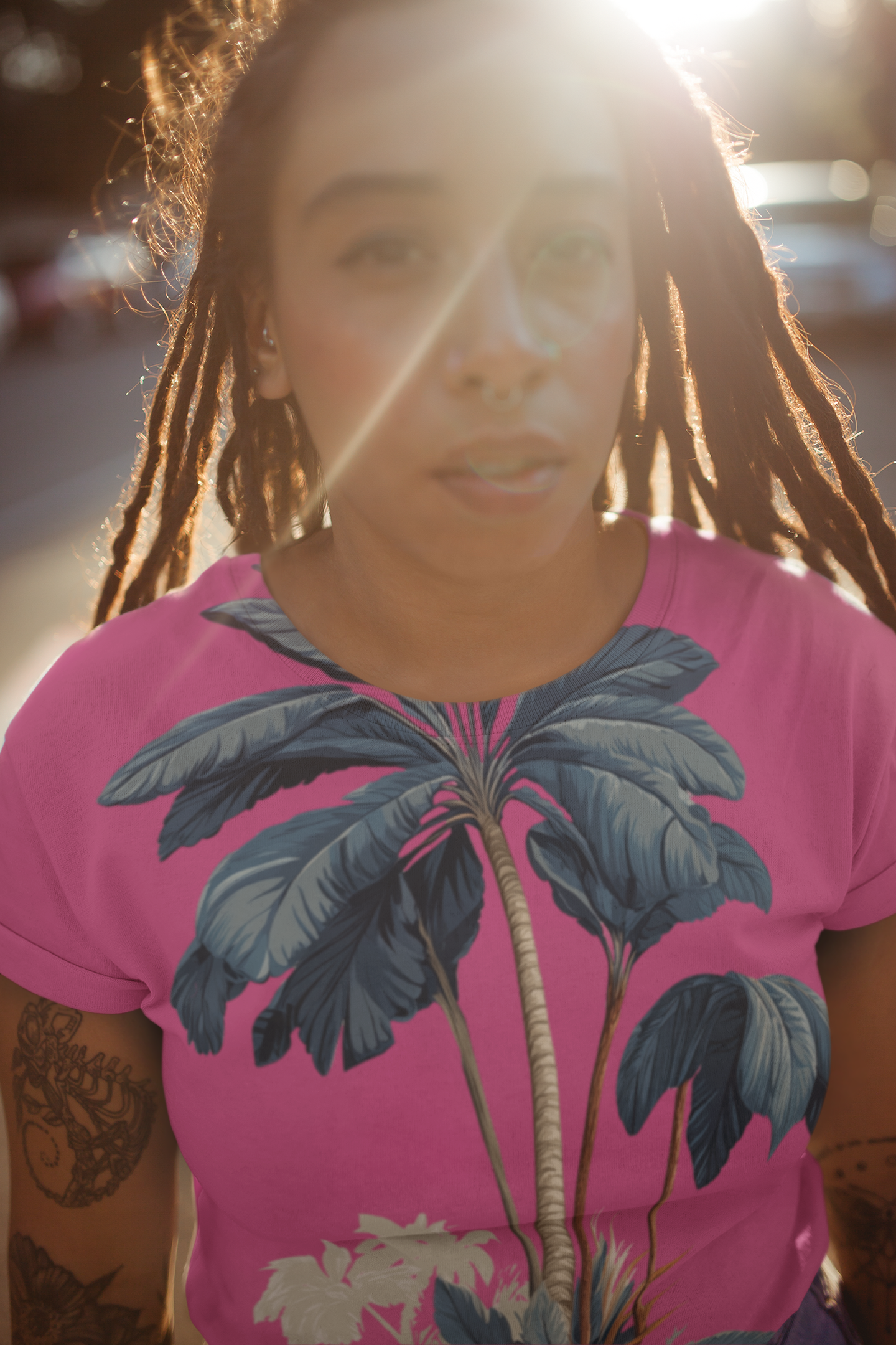 Women's T-shirt "Blue Tropic" - Wilderness Whisper No. 02 (pink)